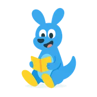 Readeroo the kangaroo sitting and reading a book